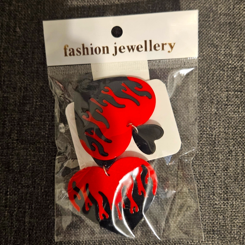 Red/Black Heart Drip Earrings